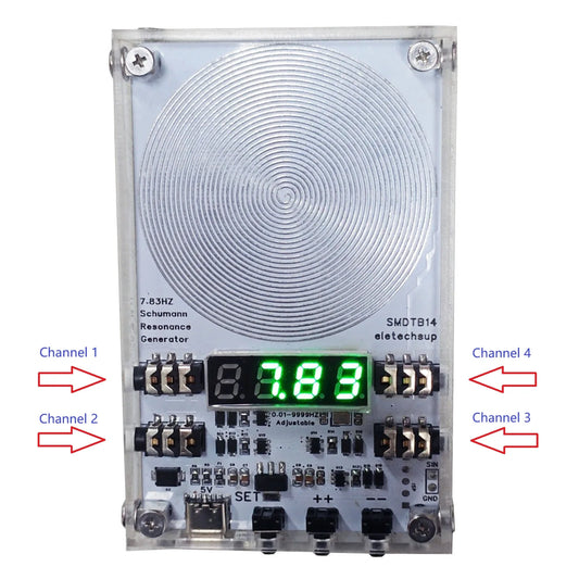 SMDTB14 4CH 7.83Hz Schumann Resonance Generator – 0.01-9999Hz Pure Sine Wave Frequency Signal Module with External Antenna for Sleep Aid Meditation