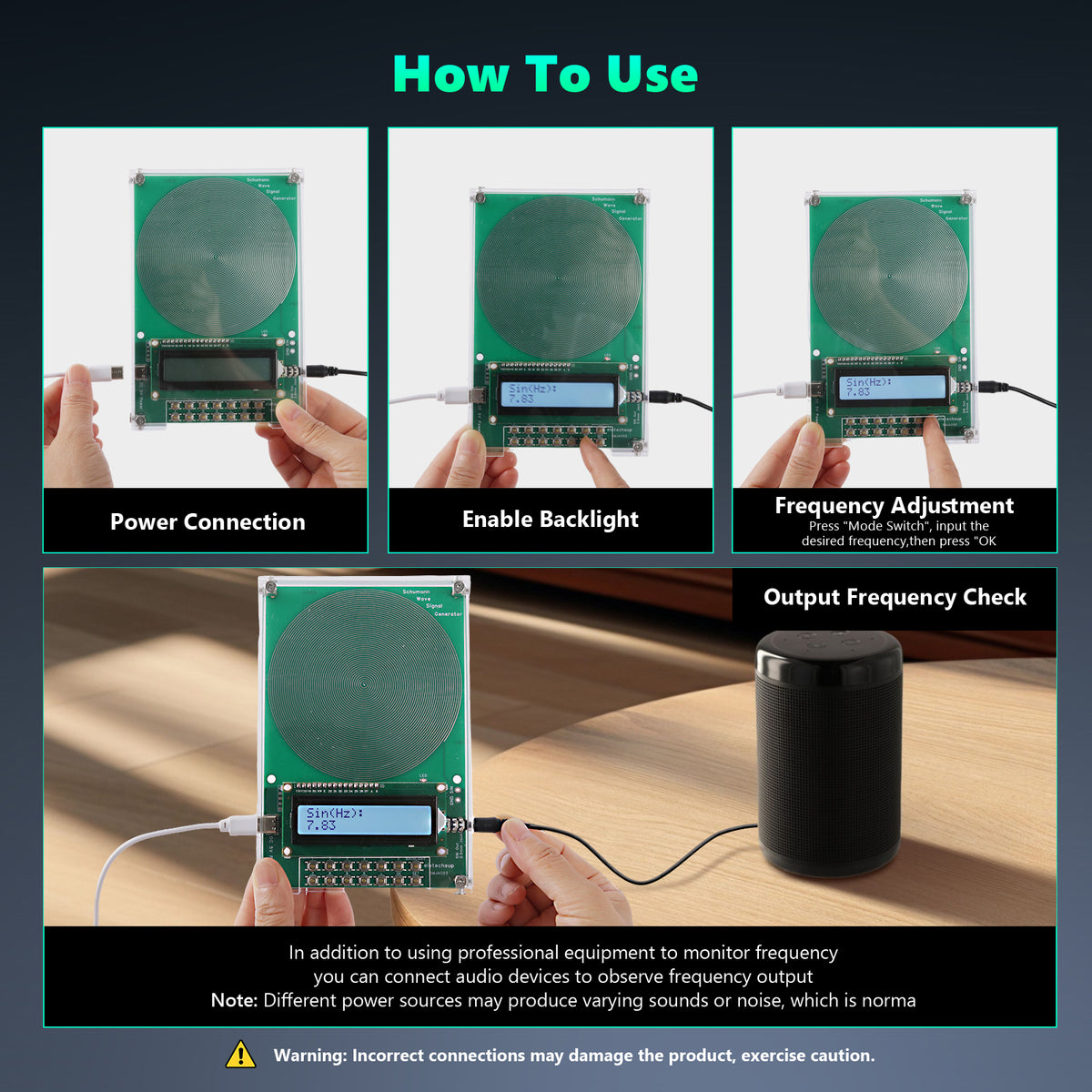 Adjustable 7.83 Hz Schumann Resonance Generator, 0.1 Hz–100 kHz Sine Wave Frequency Device with USB Power