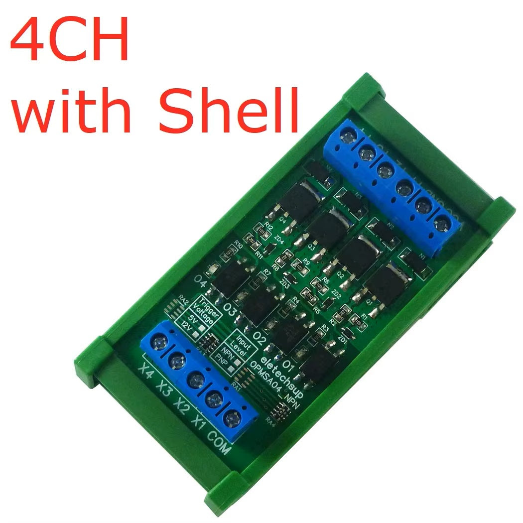 OPMSA04 4CH 5A Digital Signal Amplifier – DC 3.3-24V NPN/PNP Logic Level LED Driver for Arduino Raspberry Pi ESP32 ESP8266