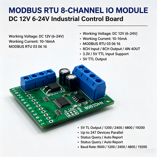 N4DIG08 8CH Modbus RTU Controller Module – UART/RS485 PLC Expansion Board with Digital I/O for Arduino UNO MEGA NANO STM32 AVR PIC