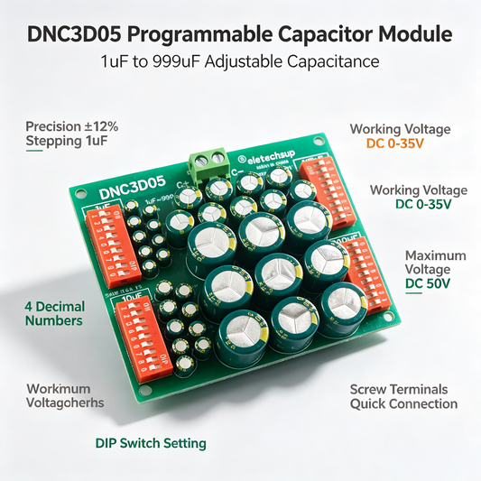 DNC3D05 10mF Large-Capacity Programmable Capacitor Module – 1μF to 9999μF Adjustable Electrolytic Capacitor Bank for Circuit Development & Testing