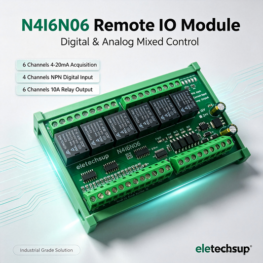 N4I6N06 6-Channel 4-20mA/0-20mA Analog Input Module 4CH NPN Isolated Switch Input 6CH 10A Relay Output DIN Rail PLC Expansion Bo