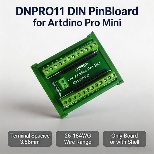DNPRO11 DIN Rail Mount Screw Terminal Block Adapter for Arduino pro Mini Board Industrial Controllers 11 Positions