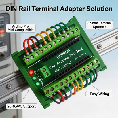 DNPRO11 DIN Rail Mount Screw Terminal Block Adapter for Arduino pro Mini Board Industrial Controllers 11 Positions
