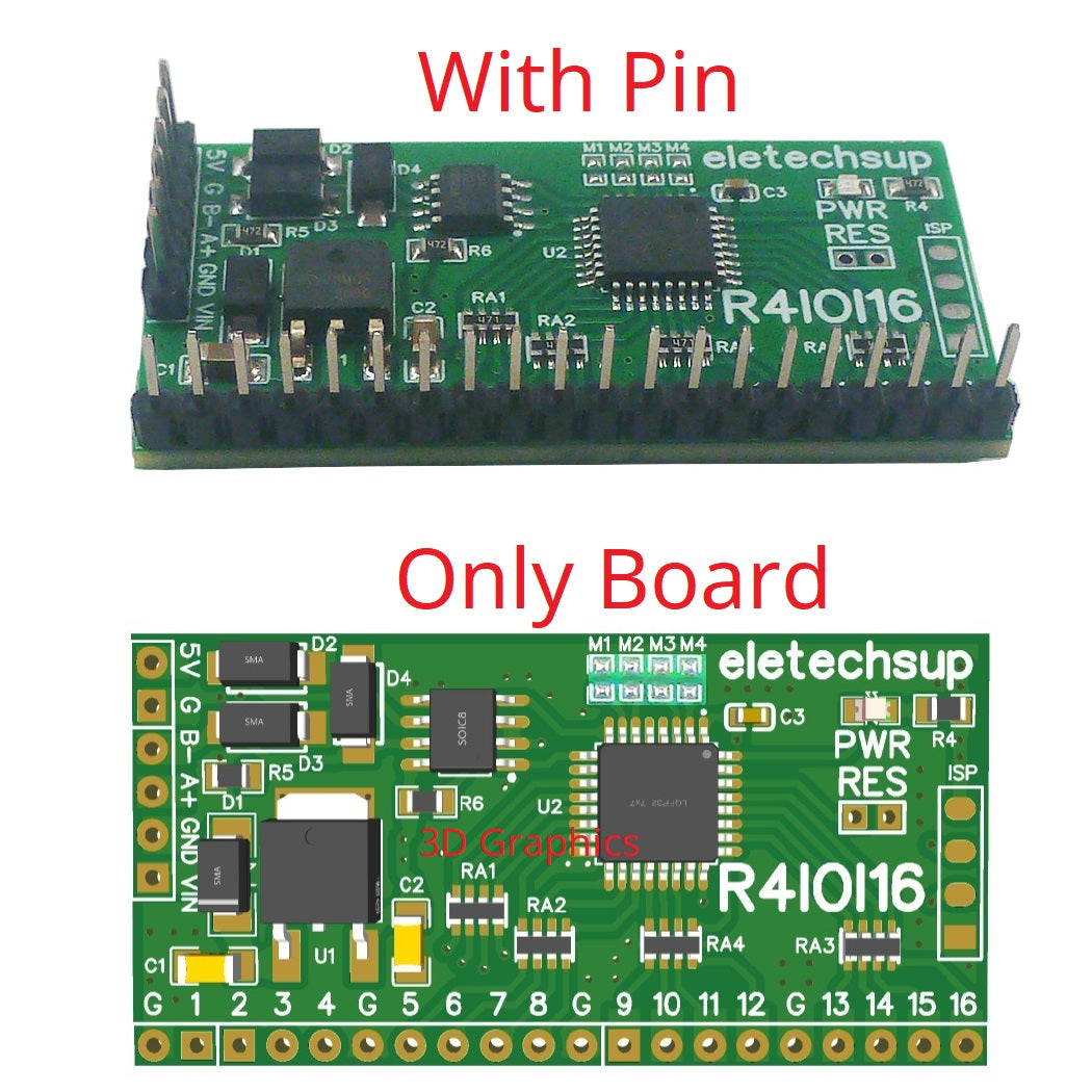 R4IOI16 16CH 5-in-1 Configurable Modbus RTU Digital IO Module – 16DI/16DO/8DI-8DO/4DI-12DO/12DI-4DO RS485 NPN/PNP Pin Core Board for PLC Expansion