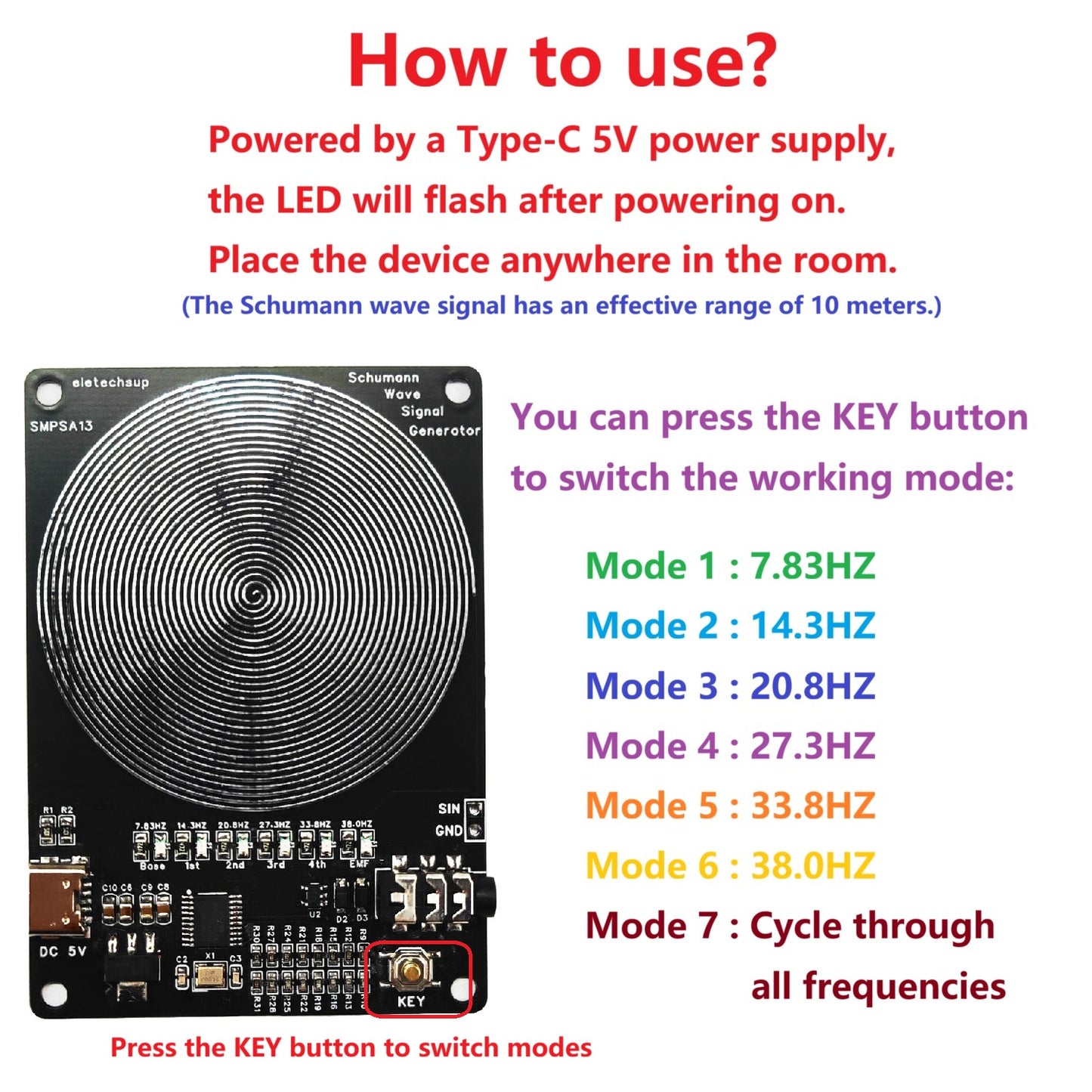 SMPSA13 7-38Hz Schumann Resonance Scalar Generator – 7.83Hz Earth Frequency Harmonic Cycle Device for Grounding, EMF Protection & Mental Wellness