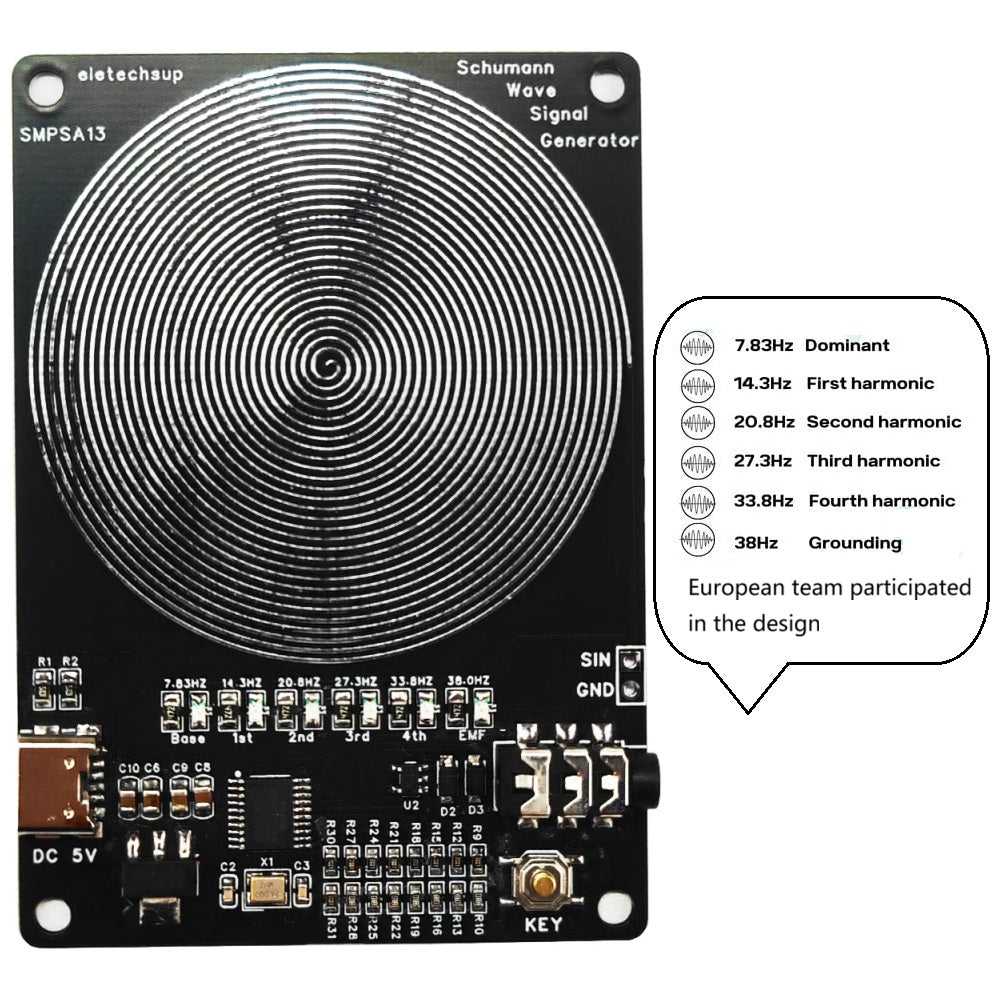 SMPSA13 7-38Hz Schumann Resonance Scalar Generator – 7.83Hz Earth Frequency Harmonic Cycle Device for Grounding, EMF Protection & Mental Wellness