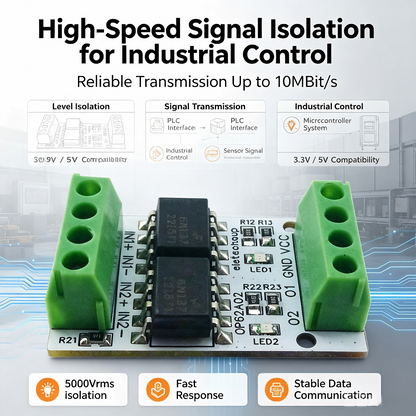 OP62A02 10MHz High-Speed Optical Isolation Level Converter – 3.3V/5V GPIO Logic Level Shifter with 5000Vrms Isolation for PWM Signal