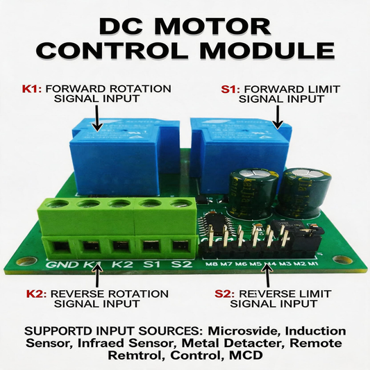 IO61A02 30A DC Motor Forward Reverse Controller – 12V/24V Multifunction Relay Board with Limit Switch Input for Garage Door Crane Elevator
