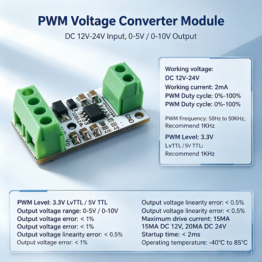 PW1VA01 1CH PWM to DAC Converter Module – 0-5V/0-10V Analog Voltage Output for Arduino UNO MEGA2560 PLC Raspberry Pi ESP32 NodeMCU