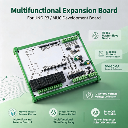 DNUNA16 DIN Rail Analog Digital IO Expansion Board – 6DI-4DO-6AI RS485 Module for Arduino UNO Simple PLC DIY