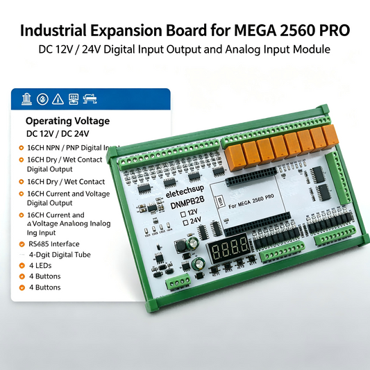 DNMPB28 16AI-16DI-16DO Relay Board for Arduino MEGA2560 Pro – 4-20mA/0-10V Analog Input RS485 Modbus MOS Relay IO Expansion