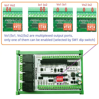 ES32G15 WiFi RS485 Remote I/O Control Baseboard for ESP32-DevKitC with NTC, AI/AO and DI/DO for Arduino and PLC Automation