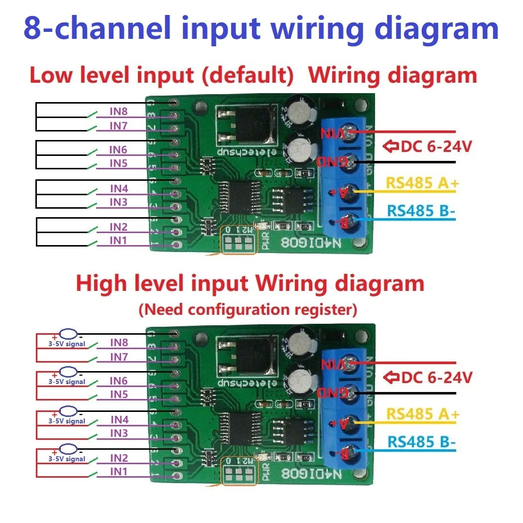 N4DIG08 8CH Modbus RTU Controller Module – UART/RS485 PLC Expansion Board with Digital I/O for Arduino UNO MEGA NANO STM32 AVR PIC