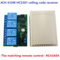 RF33A04 RC43A04 433MHz 4CH Rolling Code Remote Control – HCS301 Keeloq Keyfob Transmitter for Garage Door Motor Gate LED Smart Home