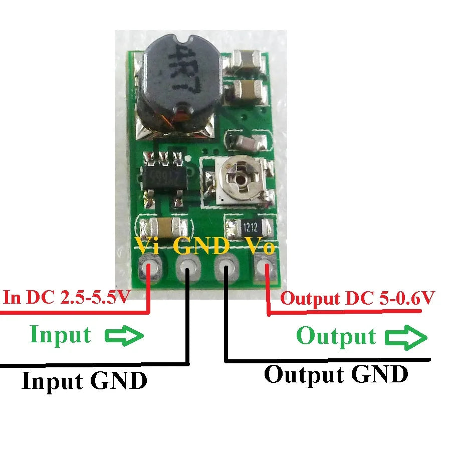 5Pcs DD05AJSB Adjustable Buck Converter – DC 2.5-5.5V to 0.6-5V Synchronous Step-Down Regulator Module for DIY Electronics