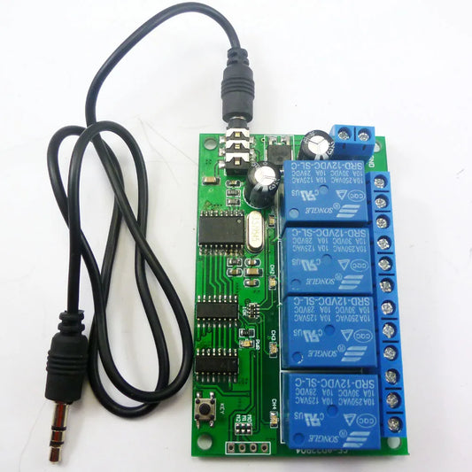 AD22B04 4CH DTMF Relay Module – MT8870 Phone Voice Remote Control Switch with 8 Modes 10A Output for Smart Home LED Motor
