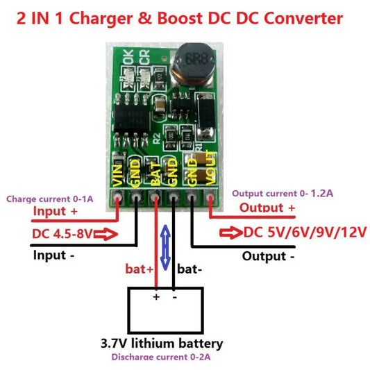 DD05CVSA 2-in-1 Charger Discharger Board – DC-DC Step-Up Module 4.5-8V Input to 5V Output for UPS Mobile Power DIY Projects