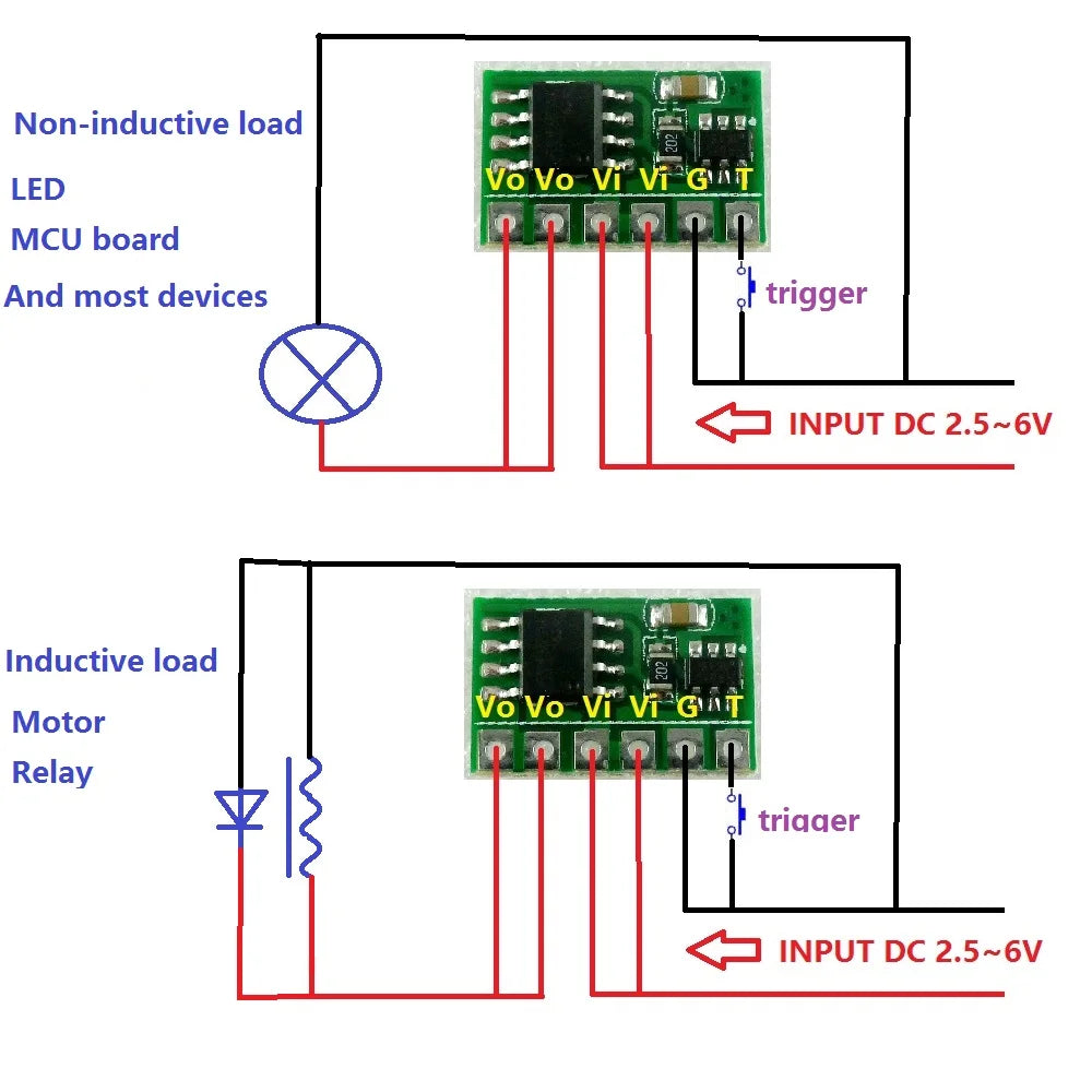 IO15B01 6A Flip-Flop Latch Switch Module – 2.5-6V Bistable Self-Locking Trigger Board with ＜10μA Standby for Solar Panel LED Motor