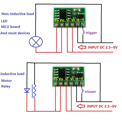 IO15B01 6A Flip-Flop Latch Switch Module – 2.5-6V Bistable Self-Locking Trigger Board with ＜10μA Standby for Solar Panel LED Motor