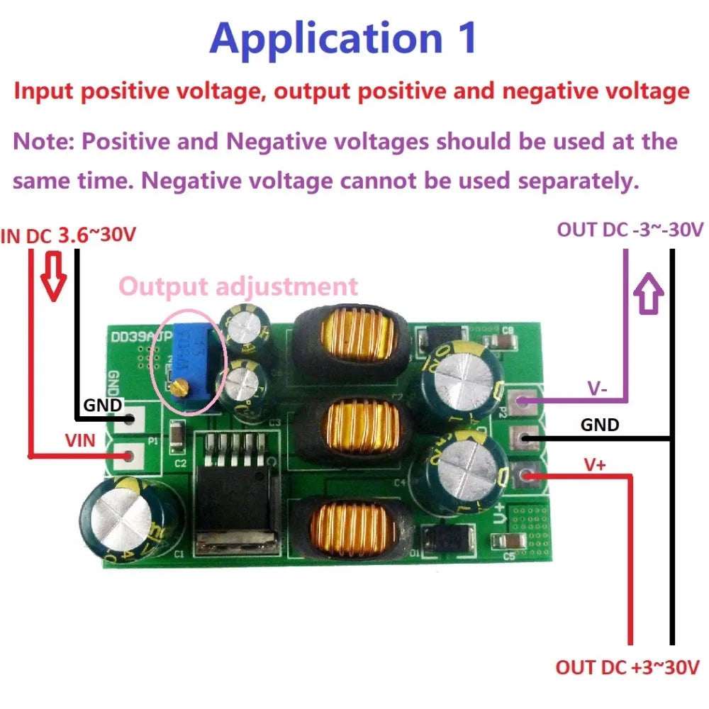 DD39AJPA DD39AJPB 20W Boost-Buck Dual Output Module – DC 3.6-30V to ±3-30V Adjustable Step-Up/Down Converter for Audio Op-Amp Dual Power Supply