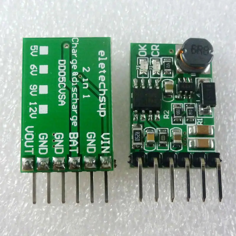 DD05CVSA 2-in-1 Charger Discharger Board – DC-DC Step-Up Module 4.5-8V Input to 5V Output for UPS Mobile Power DIY Projects