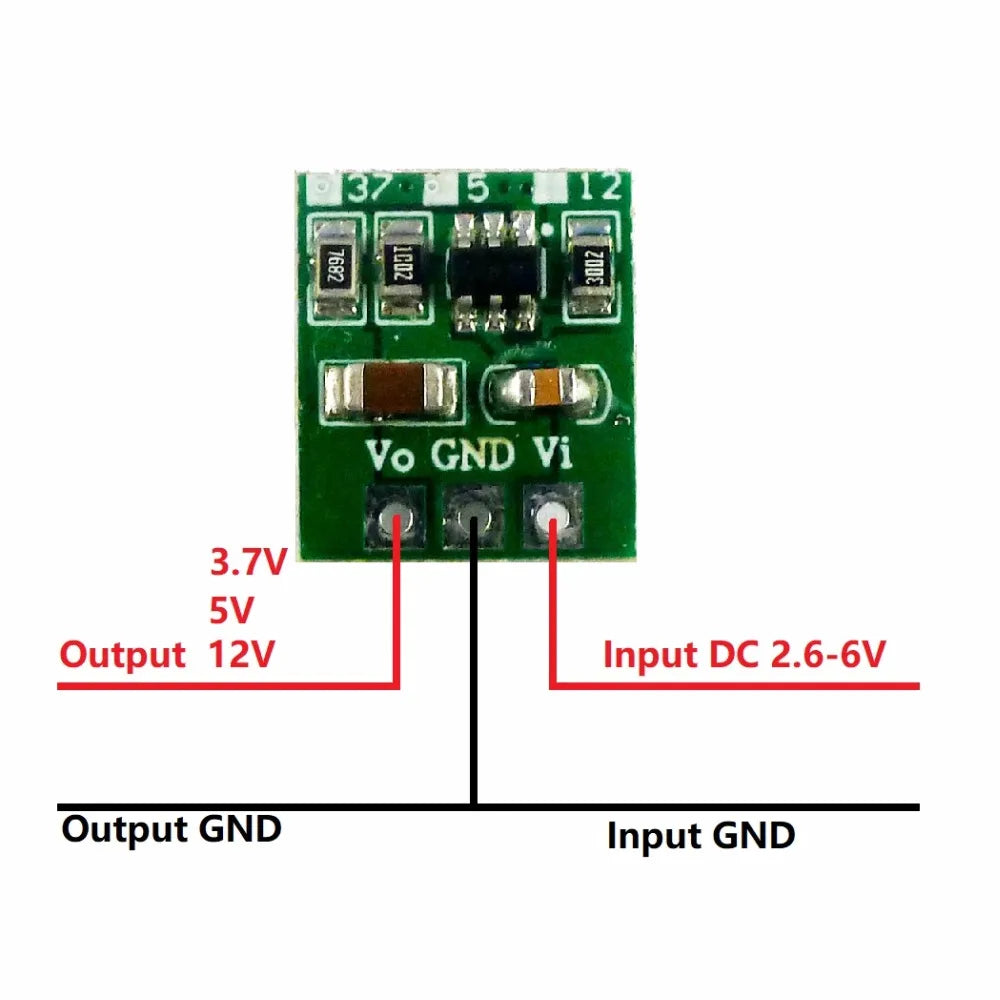 10Pcs DD0512MA Mini 5W Boost Converter – DC 2.6-6V to 3.7V/5V/12V Adjustable Step-Up Regulator Module for DIY Electronics