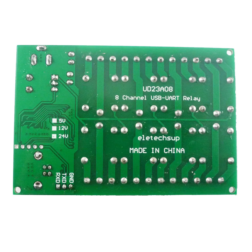 UD23A08 8-Channel Serial Relay Controller – USB/TTL/RS232 Multi-Voltage Smart Switch for PLC Automation & Industrial Control