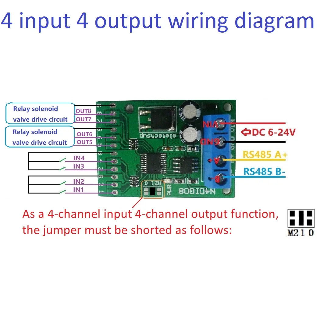 N4DIG08 8CH Modbus RTU Controller Module – UART/RS485 PLC Expansion Board with Digital I/O for Arduino UNO MEGA NANO STM32 AVR PIC