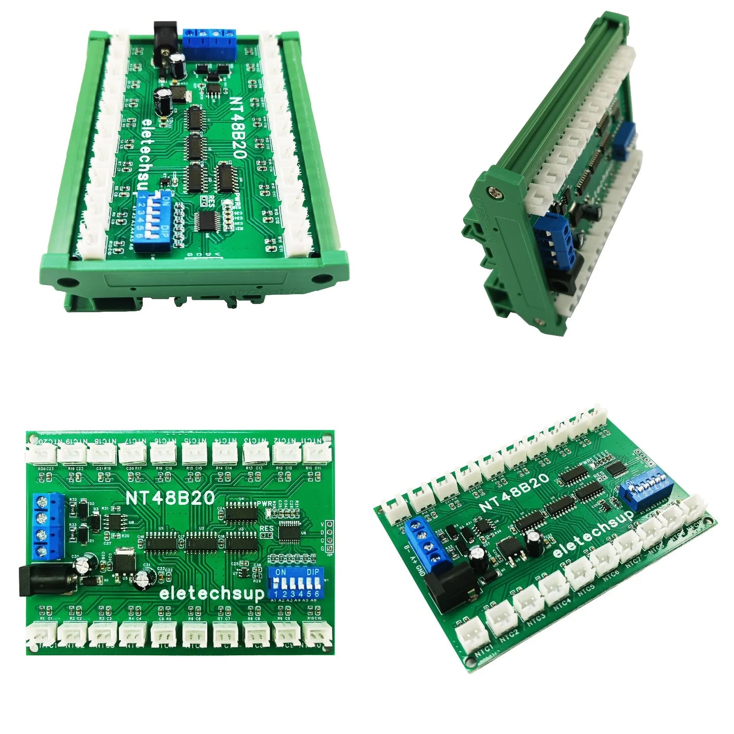 NT48A08/NT48B20/NT48C32 8-32CH RS485 Temperature Collector – Modbus RTU AI Remote IO Module with 10K B3950 NTC Sensor for PLC SCADA