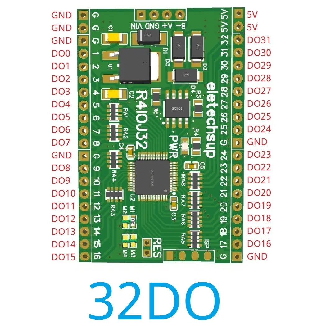 R4IOJ32 5 IN 1 32DI/32DO/16DI-16DO/8DI-24DO/24DI-8DO Modbus Rtu Digital 5V 3.3V TTL IO RS485 2.54mm Pin Core Board