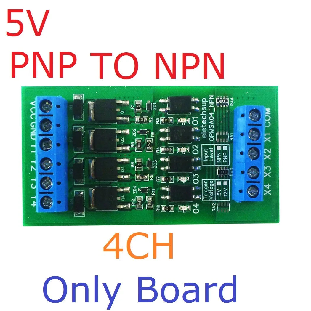 OPMSA04 4CH 5A Digital Signal Amplifier – DC 3.3-24V NPN/PNP Logic Level LED Driver for Arduino Raspberry Pi ESP32 ESP8266