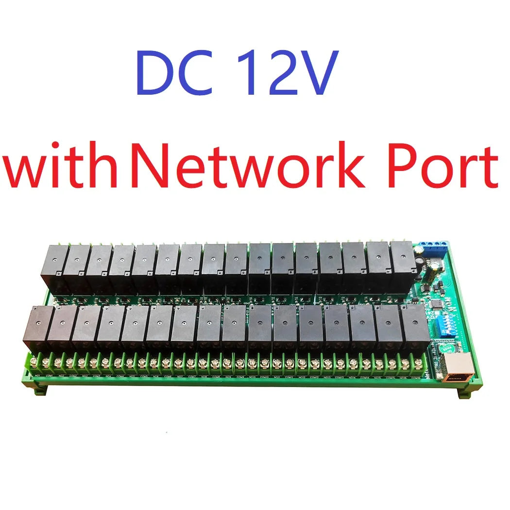 R4D5E32 32-Channel 20A High-Current Relay Module, DC 12V/24V, Ethernet and RS485 Modbus TCP/RTU for Automation Control