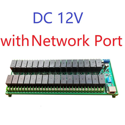 R4D5E32 32-Channel 20A High-Current Relay Module, DC 12V/24V, Ethernet and RS485 Modbus TCP/RTU for Automation Control