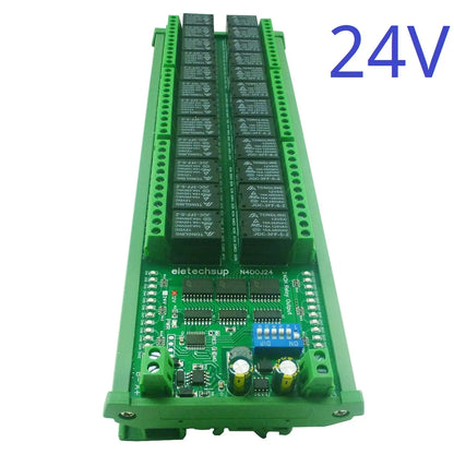 N4DOJ24 24CH RS485 Relay Module – 10A Modbus RTU with ON/OFF Momentary Delay Latch for PLC IO Expansion Smart Home DIY