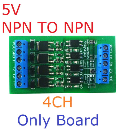 OPMSA04 4CH 5A Digital Signal Amplifier – DC 3.3-24V NPN/PNP Logic Level LED Driver for Arduino Raspberry Pi ESP32 ESP8266