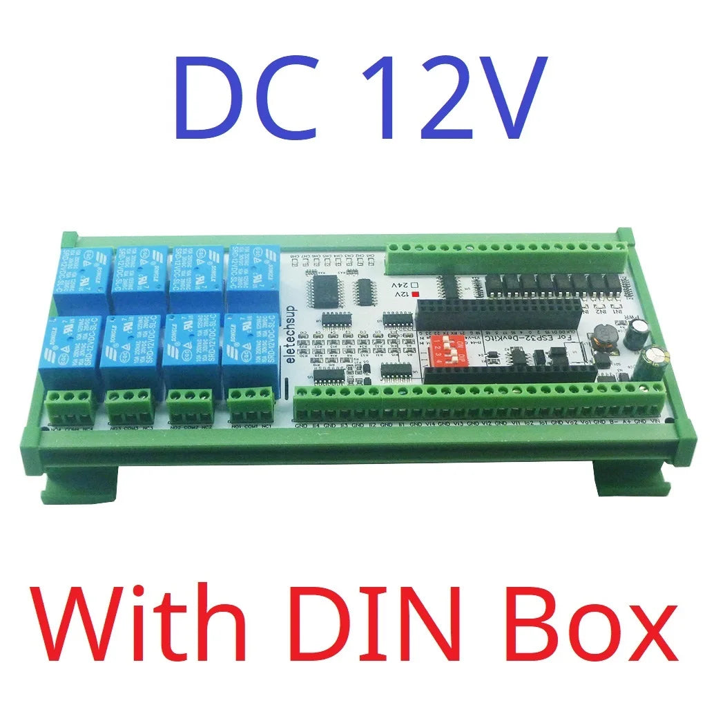 ES32D26 ESP32 Industrial IO Board – 8AI 8DI 8DO 2AO WiFi Relay Module with 4-20mA/0-10V for Smart Home IoT Simple PLC