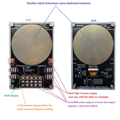 SMKYF34 4CH 0.01-500KHz High-Precision Schumann Resonance Generator – 7.83Hz Ultra Low Frequency OLED Sleep Aid Meditation Device with 99-Hour Timer