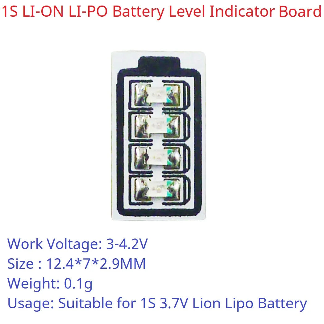 BTID42MA  Mini 1S Li-ion Battery Power Indicator Module – 3.7V/4.2V LED Voltage Display for 18650 26650 4680 Charge Discharge Monitor