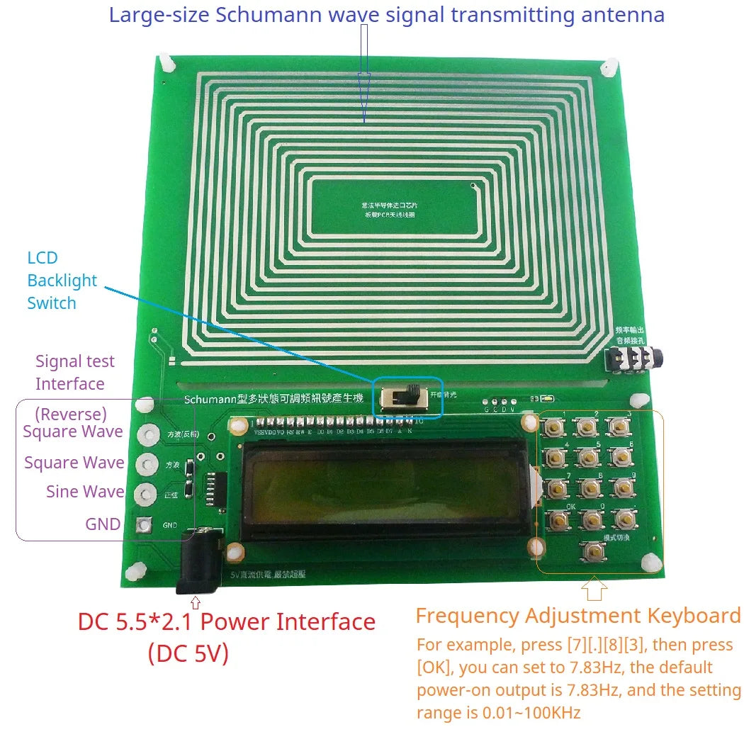 SMLDA01 0.01Hz-30kHz Adjustable Schumann Resonance Generator – 7.83Hz Ultra-Low Frequency Pulse Audio Resonator for Sleep Aid Meditation Relaxation