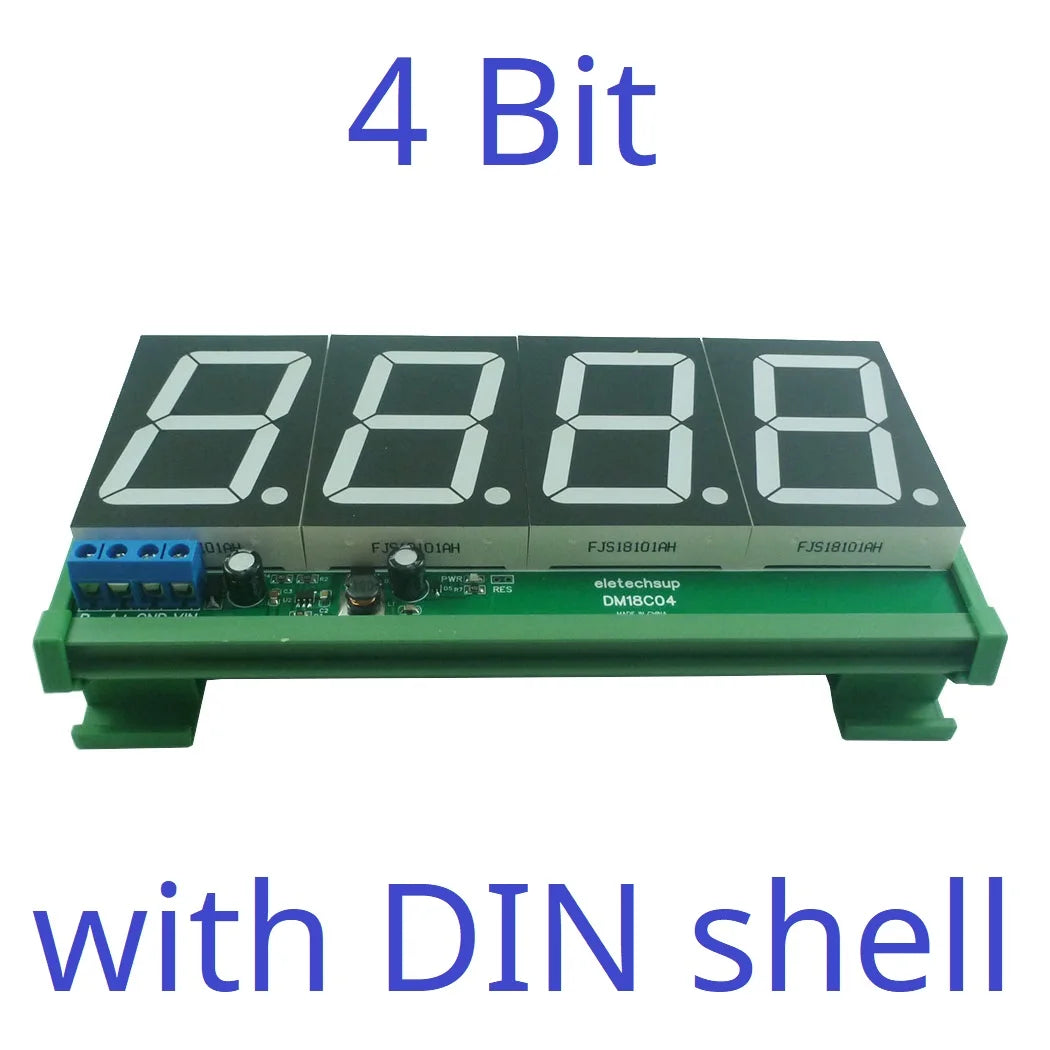 DM18A01 DM18B02 DM18C04 1.8 RS485 Modbus RTU LED Display Module – DC 12V/24V Digital Tube Panel Meter for PLC HMI Industrial Automation