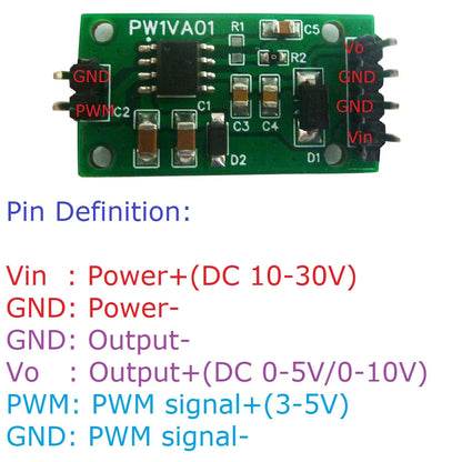 2Pcs PW1VA01 PWM to DAC Converter Module – 0-5V/0-10V Adjustable Voltage Output Signal Generator for Arduino UNO MEGA PLC