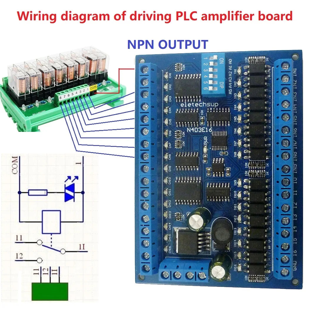 N4D3E16 16DI 16DO RS485 Modbus RTU Remote I/O Module, DC 9V/12V/24V, Digital Switch Control Board for PLC and HMI