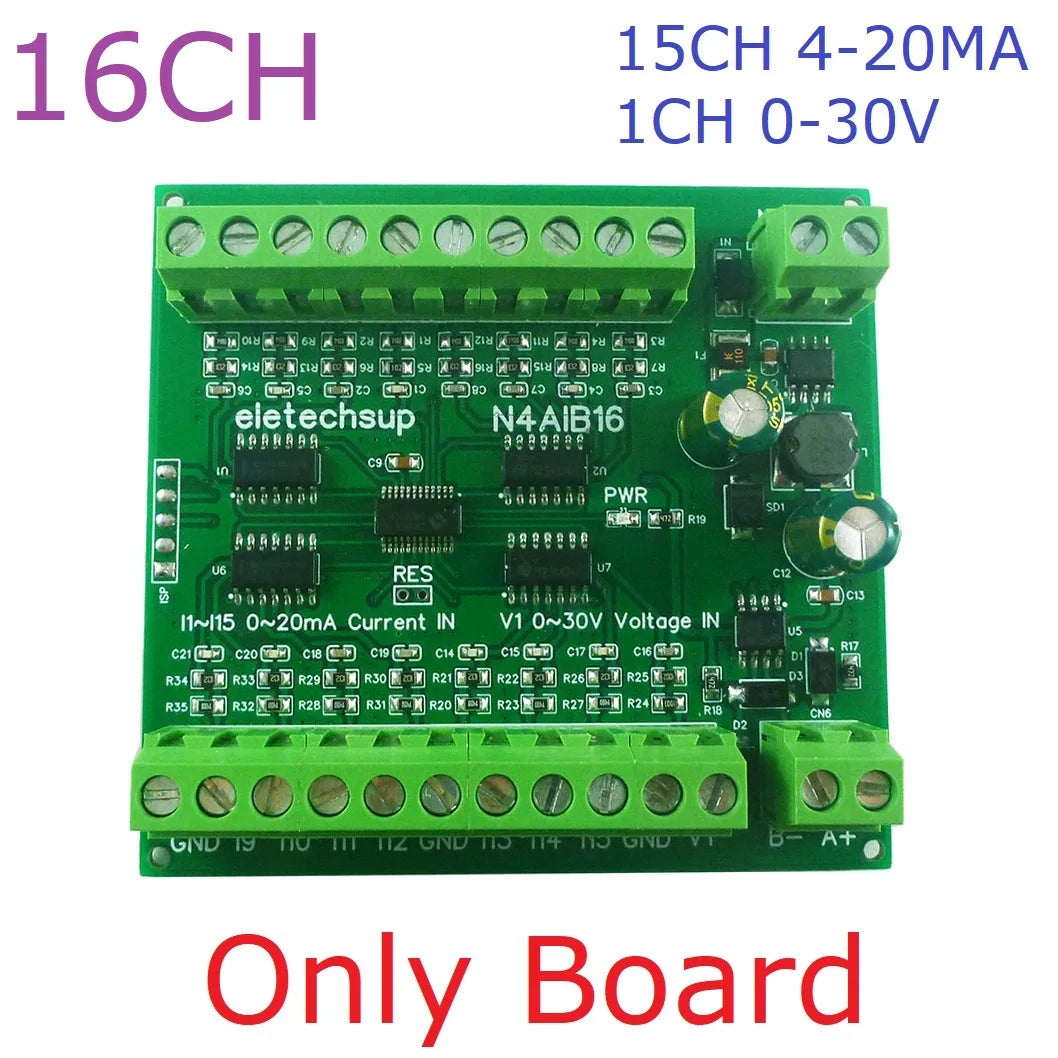 N4AIA08/N4AIB16/N4AIC24 8-24CH 4-20mA Current Transducer – RS485 Modbus RTU Analog Input Module with 12-bit ADC for PLC SCADA