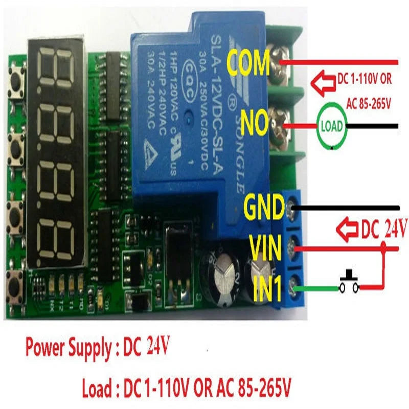 5Pack IO23C01 30A 24V Multifunction Timer Relay Module – 18-Mode Digital Delay Switch with 0.01s-270h Adjustable Time for PLC Motor LED