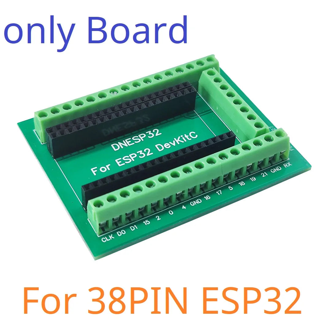 DNESA30/DNESP32 DIN Rail Mount Screw Terminal Adapter – 3.96mm Breakout Board for 30/38-Pin ESP32 WROOM-32 DevKitC with DIN35/C45 Rail