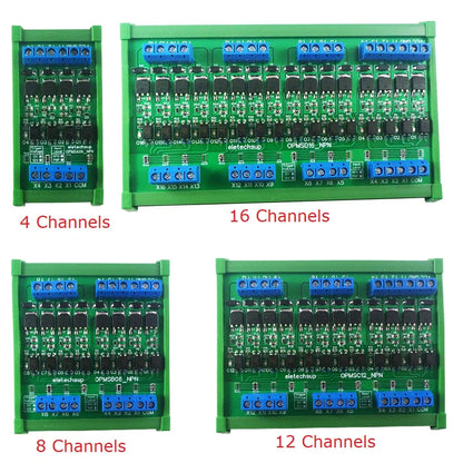 4-16CH 5A PLC Signal Amplifier Board – DC 3.3-24V NPN/PNP Logic Level Converter with Opto-Isolation & MOS Output for Industrial Automation