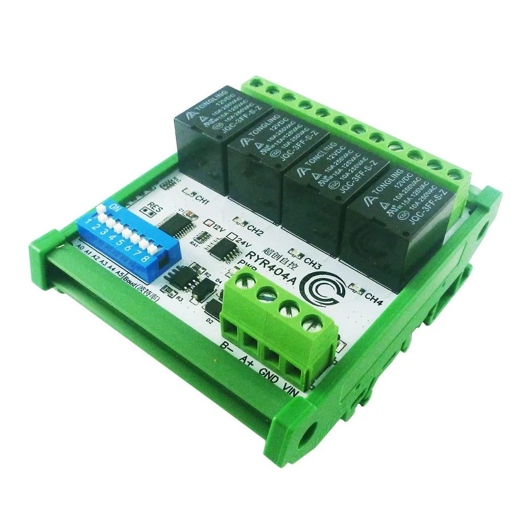 RYR404 RYR408B RYR416C RYR432D 4–32 Channel RS485 Relay Module, DC 12V/24V, Modbus RTU Control Board for PLC and HMI
