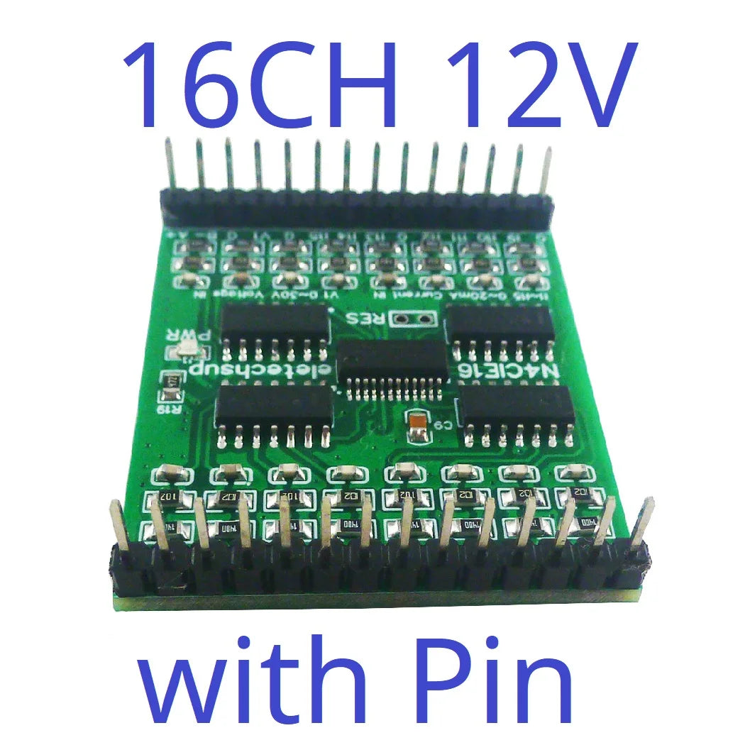 N4CIE16 16CH Remote IO Core Board – 15x 4-20mA Current & 1x 0-30V Voltage Input Modbus RTU RS485 2.54mm Pin ADC Module for PLC SCADA