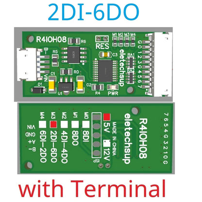 R4IOH08 Mini 8CH RS485 Multifunction DI-DO Module – 5 Modes NPN/PNP Configurable Digital IO Board Modbus RTU for PLC Expansion DC 5V/12V/24V